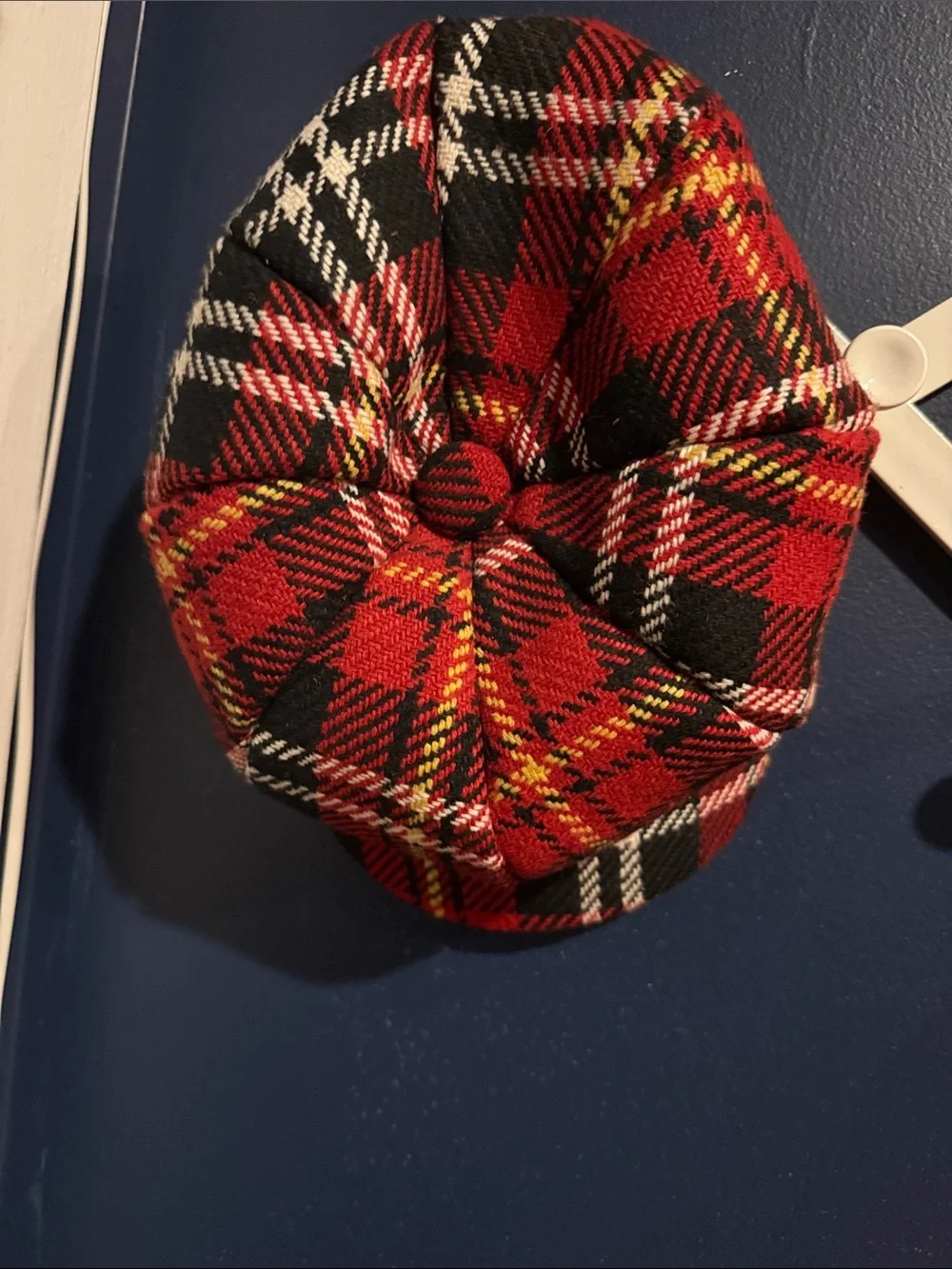Red Plaid Beret with Matching Red Plaid Belt